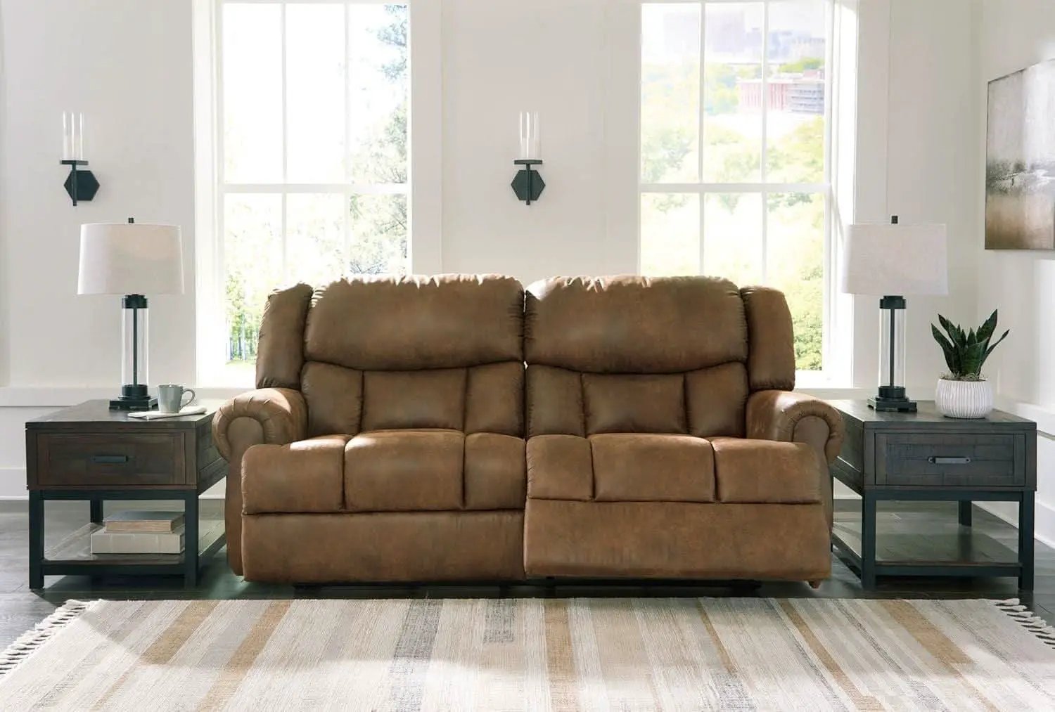 Boothbay Faux Leather 2 Seat Reclining Sofa Dark Brown from PriceLows™