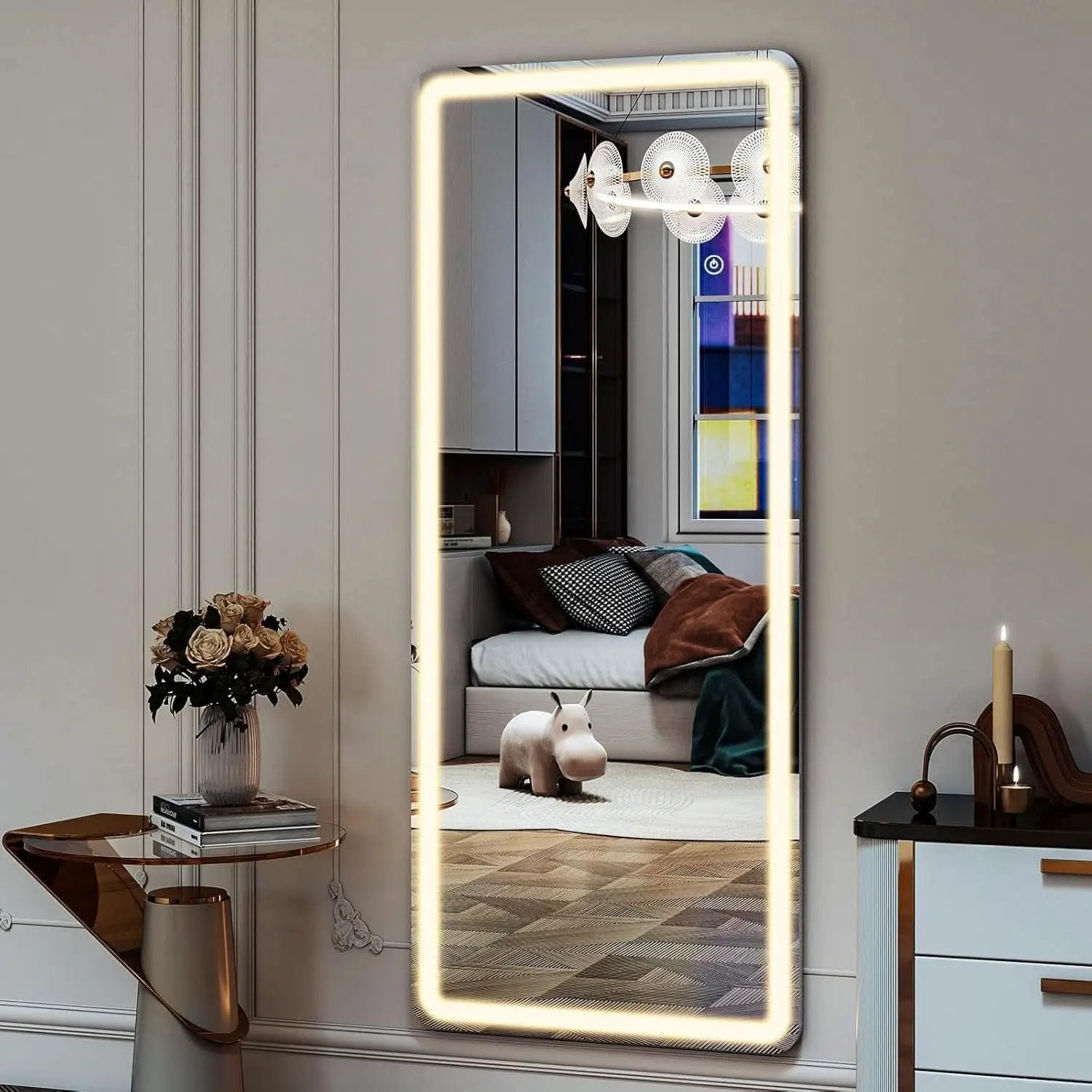 26x68 Inch Full Length Mirror With Lights LED Dimmable 3 Color Floor Standing Or Wall Hanging from PriceLows™