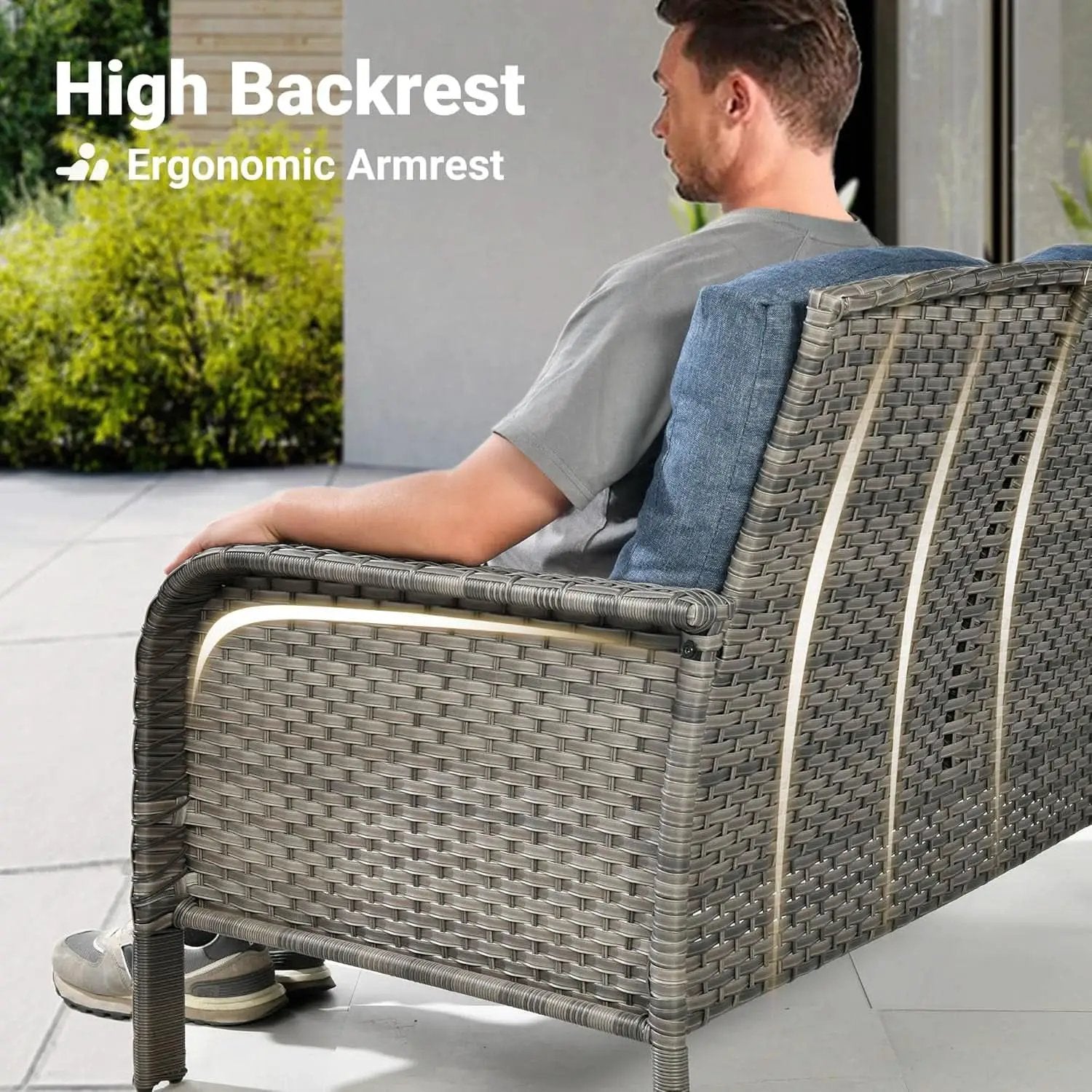 Denim Blue 4 Piece Outdoor Patio Furniture Set Cushions from PriceLows™