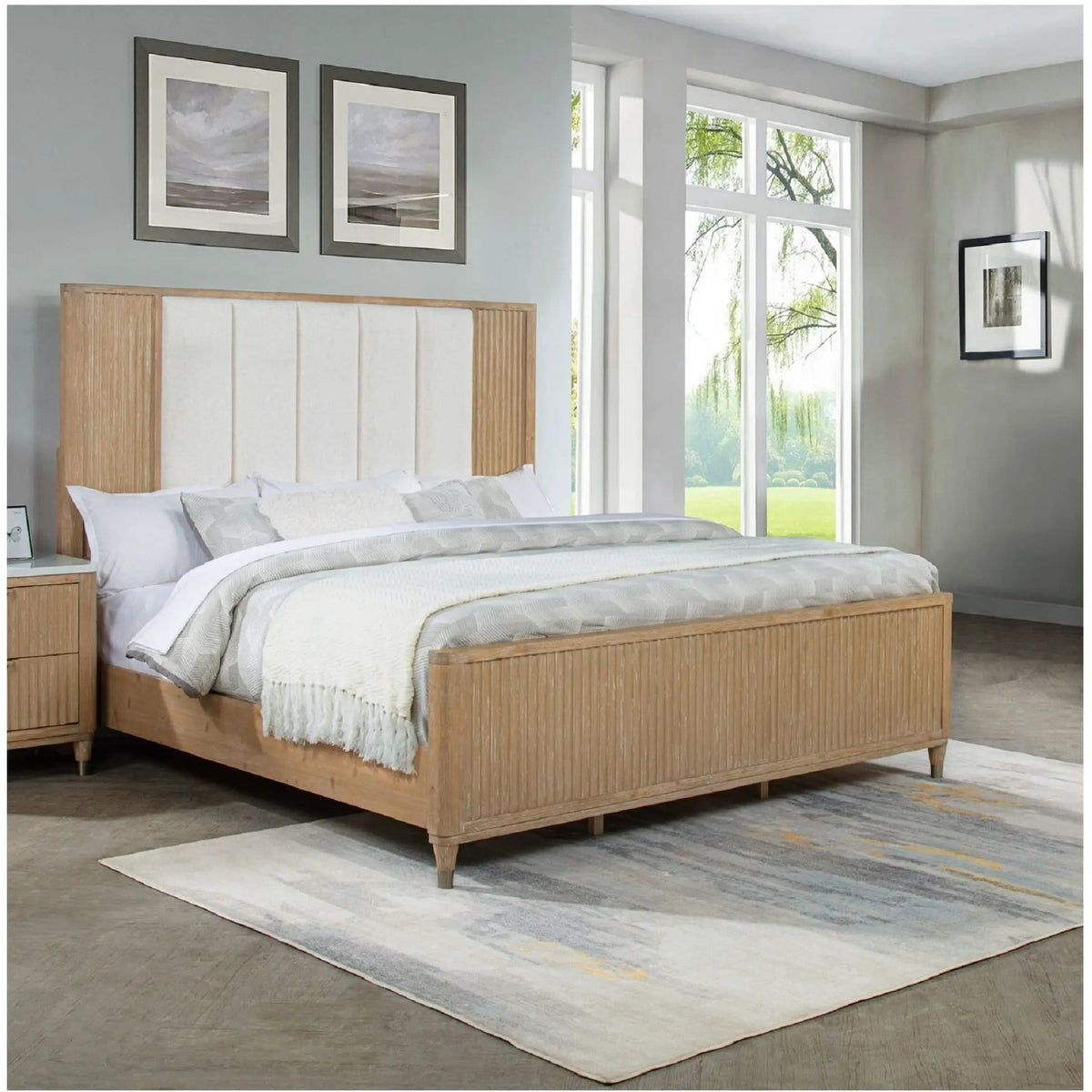 High Headboard Bed | 2 Pieces | Fabric & Wood | Bedroom