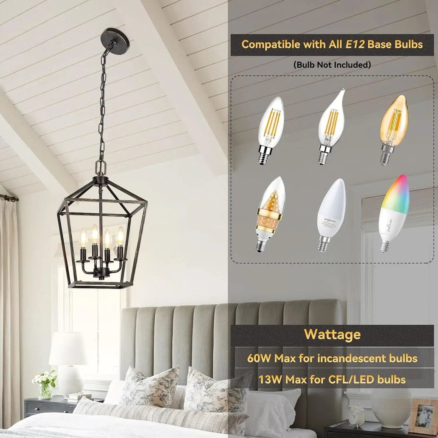 Industrial Black and Gold 4 Light Chandelier With Adjustable Chain from PriceLows™