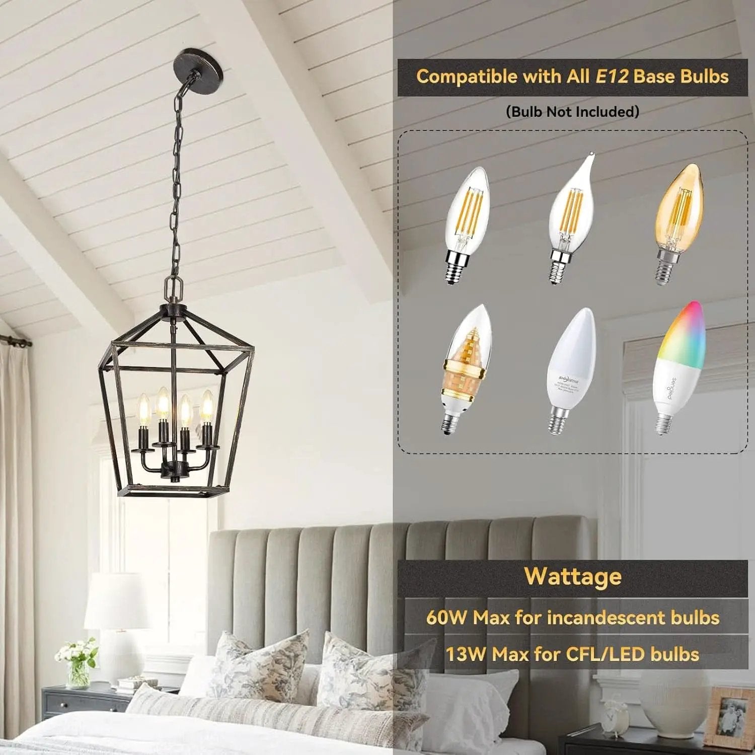 Industrial Black and Gold 4 Light Chandelier With Adjustable Chain from PriceLows™