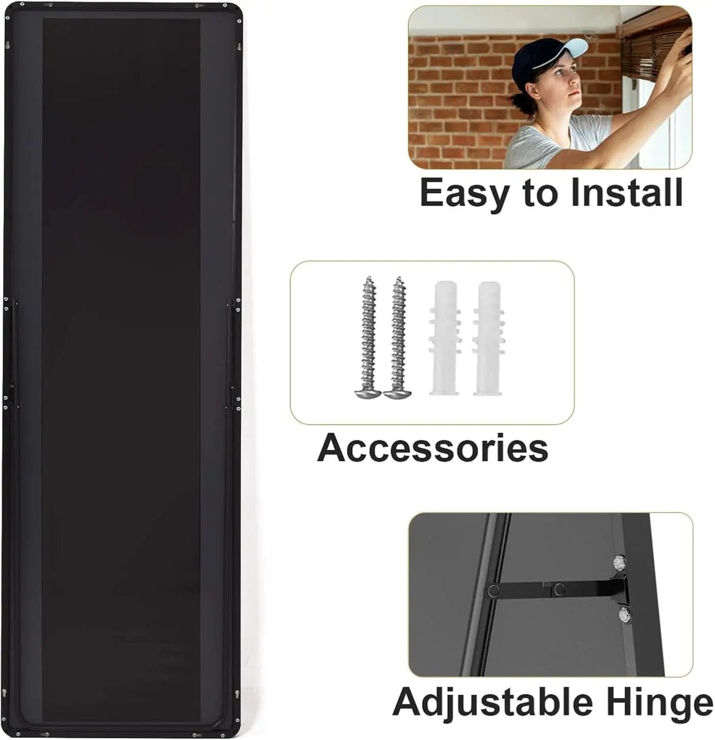 56 Inch Floor Standing Mirror With Black Aluminum Frame from PriceLows™