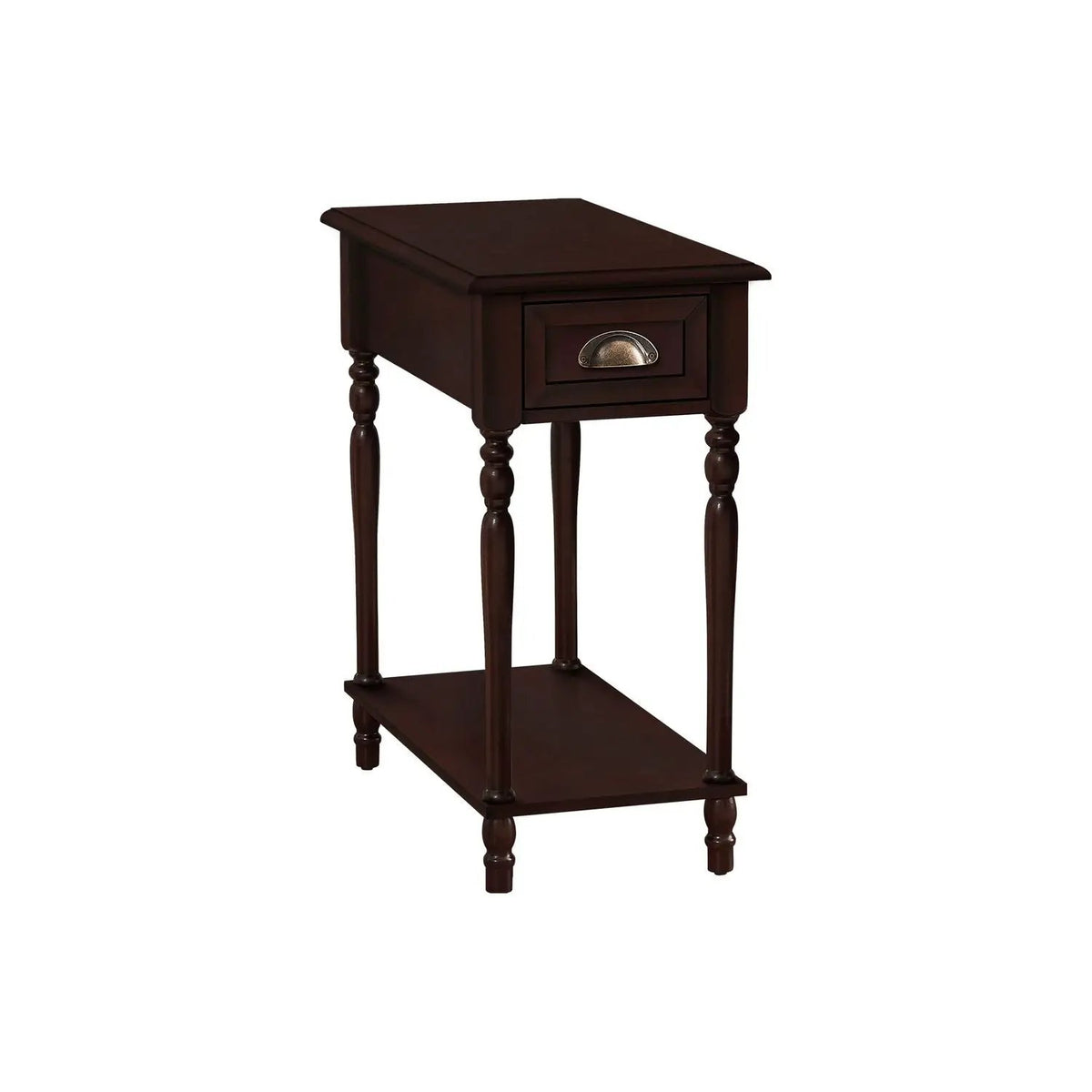 Accent Side Table | 2 Tiers | Storage Drawer | Traditional Design