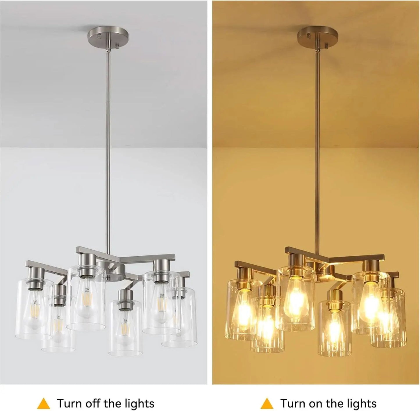 6 Light Farmhouse Brushed Nickel Pendant Chandelier from PriceLows™