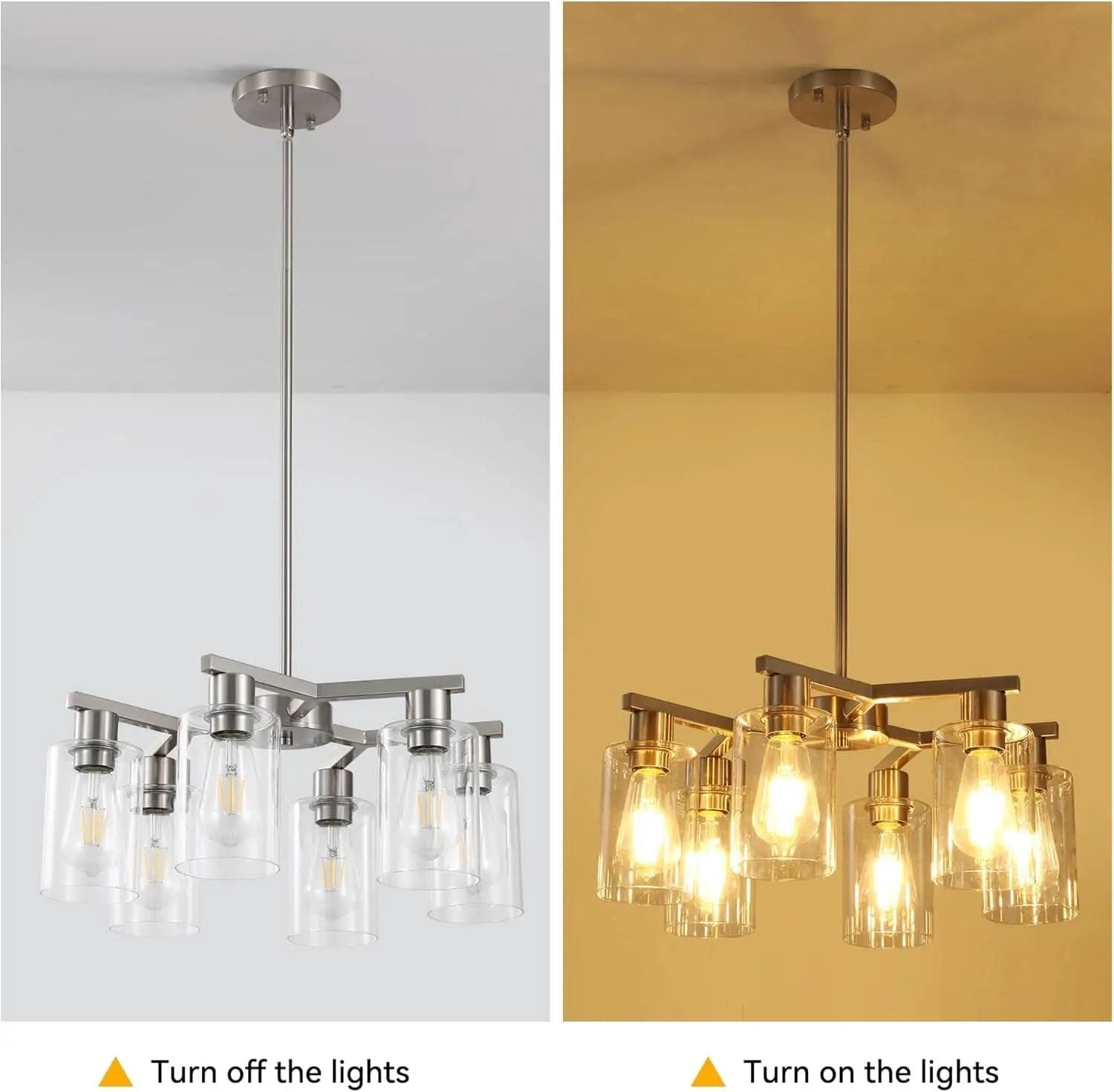 6 Light Farmhouse Brushed Nickel Pendant Chandelier from PriceLows™
