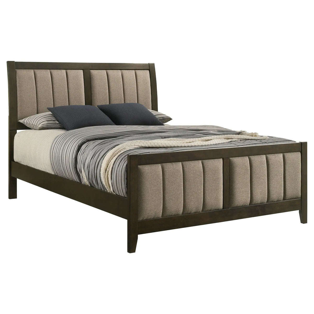 Wilkes 51-inch Upholstered Queen Bed Dark Cocoa | 63.25 x 86.5 x 50.5 in | Fabric | Bedroom