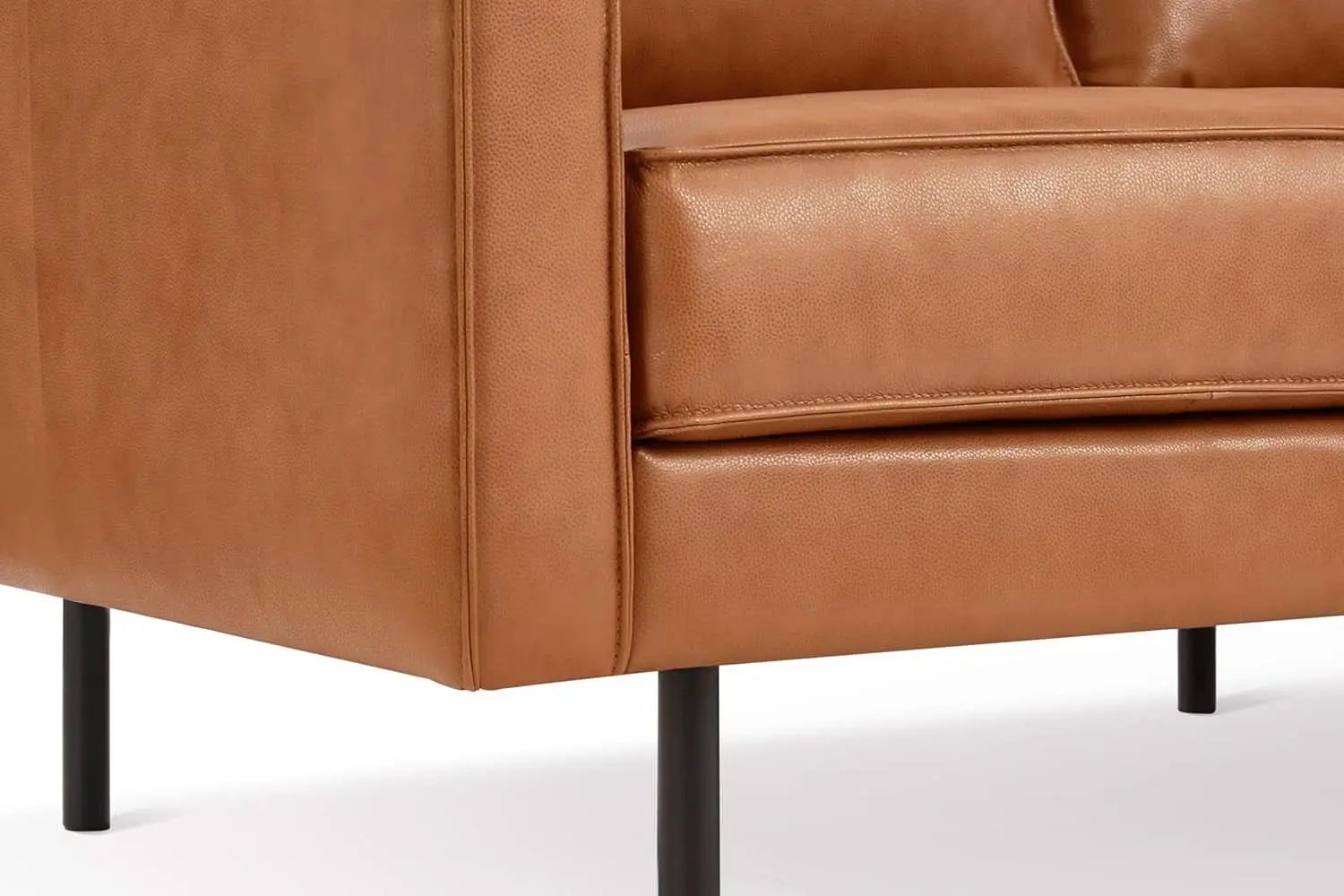 Leather Sofa 90 Inch Cognac Tan Brown Italian Nappa from PriceLows™