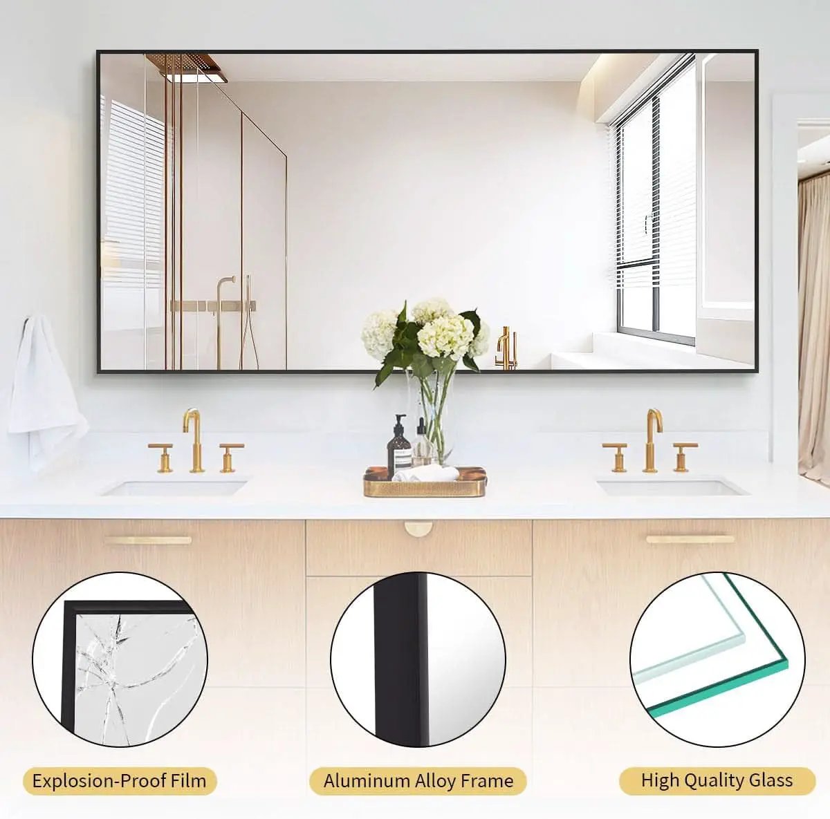 71x31 Inch Black Floor Mirror Full Length Standing