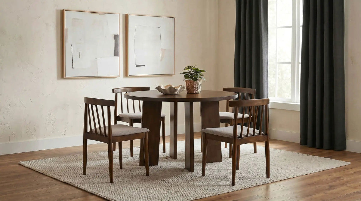 Strouse 5-piece Dining Set Wheat and | 5-Piece Set | Rubberwood & Engineered Wood | Walnut