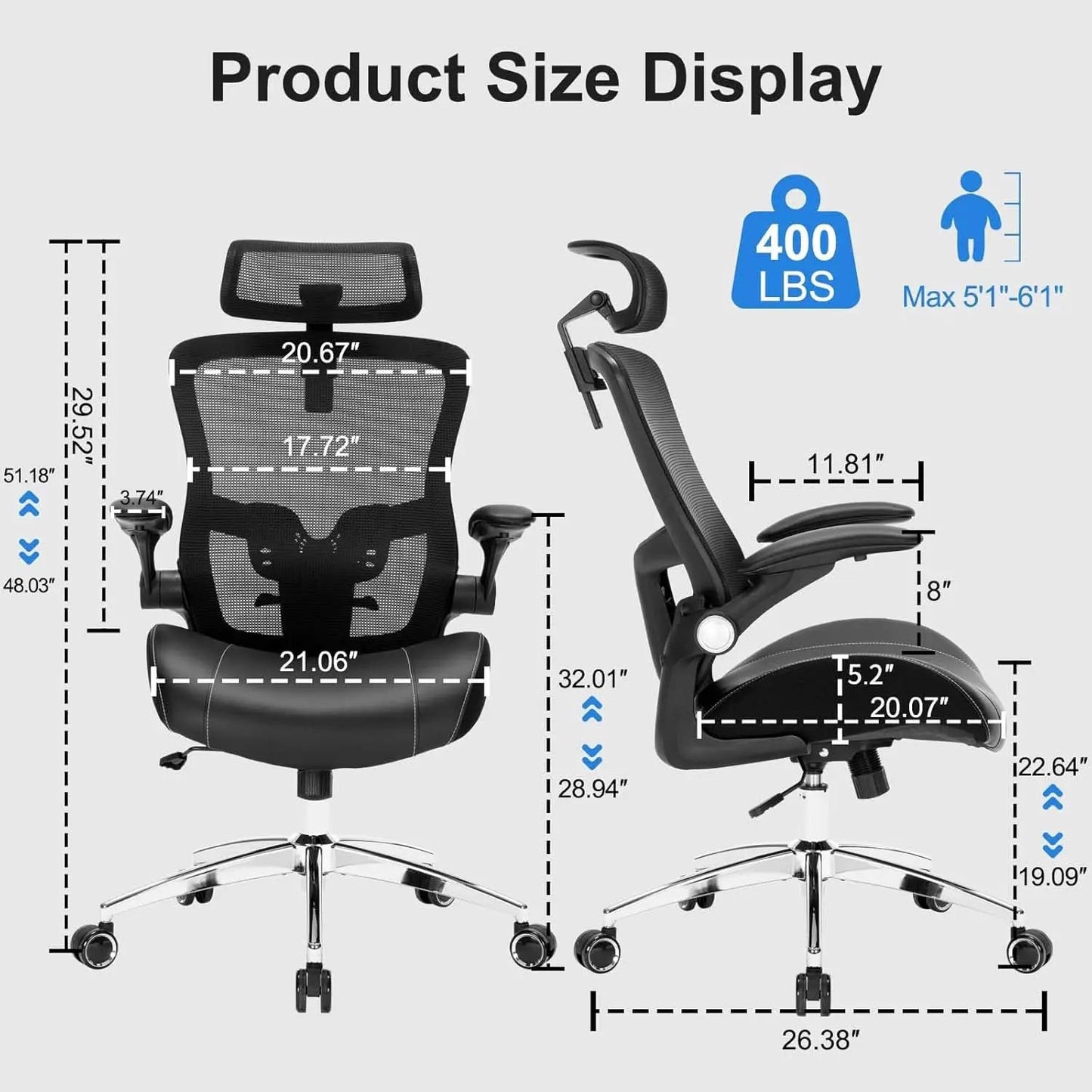 Big And Tall Ergonomic Office Chair 400Lbs Heavy Duty from PriceLows™