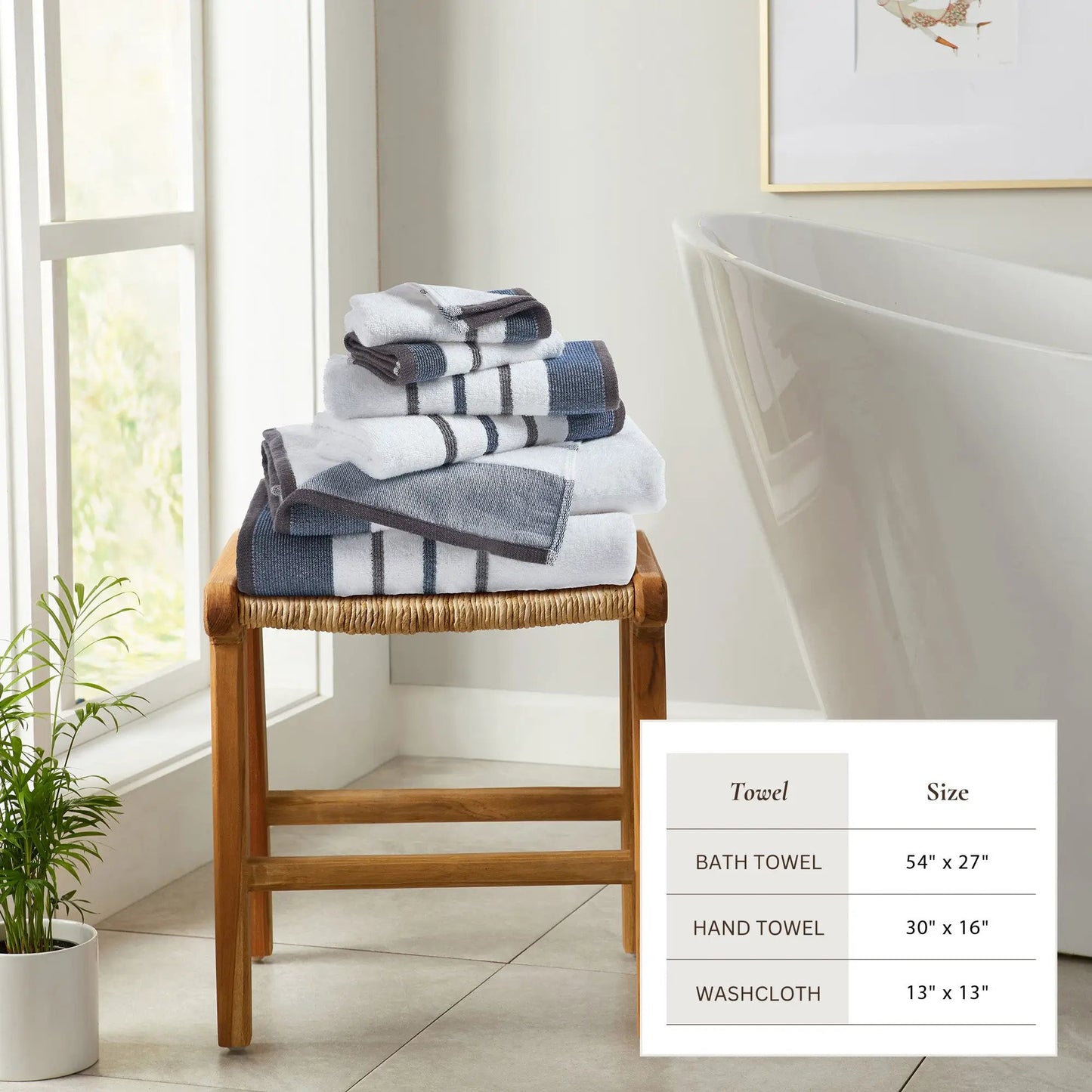 Decorative Cotton Stripe Bath Towel Set - Noelle Collection from PriceLows™
