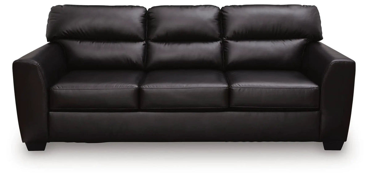 Glennbre Sofa | 92 x 38 x 38 in | Faux Leather & Wood | Midnight