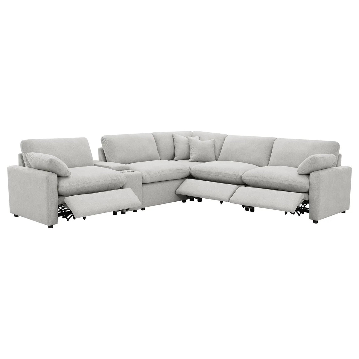 Collins 6-piece Modular Power Reclining Sectional | 6-Piece Set | Engineered Wood & Polyester | Grey