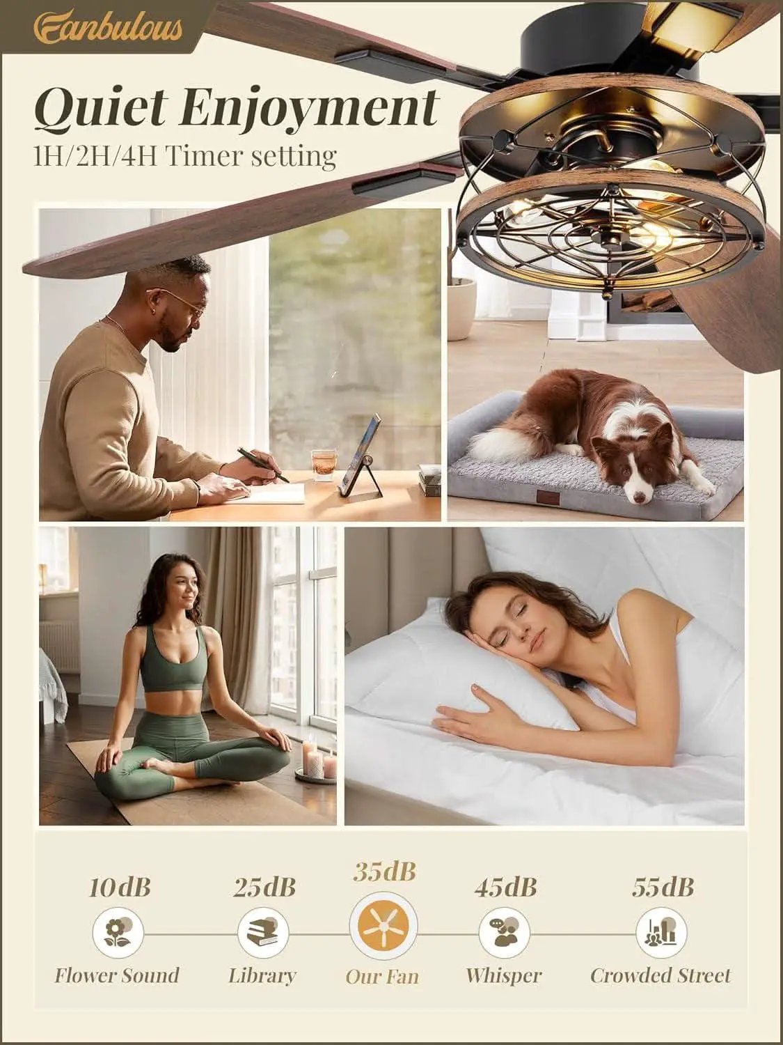 52 Inch Black Farmhouse Ceiling Fan With Light And Remote from PriceLows™