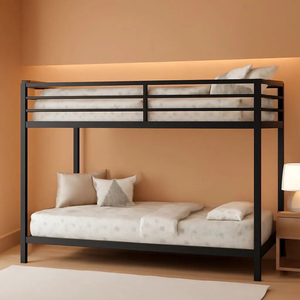 Twin Bunk Bed Black With Stable Ladder For Adults And Teens from PriceLows™