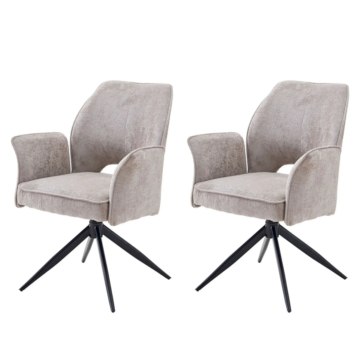 Dining Chair With Soft Cushion And 360° Rotation, Comfortable Armrest For Kitchen | 18.1 x 19.6 x 34.2 in | Fabric & Metal | Gray