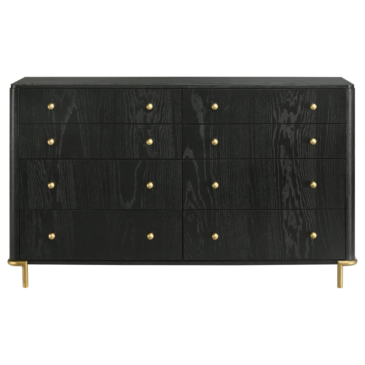 Arini 8-drawer Dresser | 63 x 18 x 37.25 in | Metal & Veneer | Black
