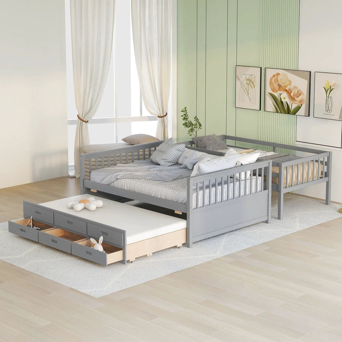Bunk Bed | Twin Size | Rolling Trundle | Storage Drawers