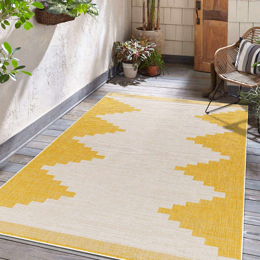 Djugun Metallic-Gold Indoor & Outdoor Rug from PriceLows™
