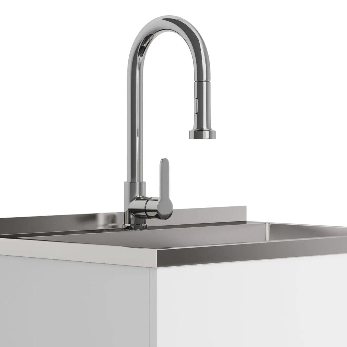 Metro Laundry Cabinet | Faucet And Stainless Steel Sink | Large Bottom Drawer | Melamine Cabinet