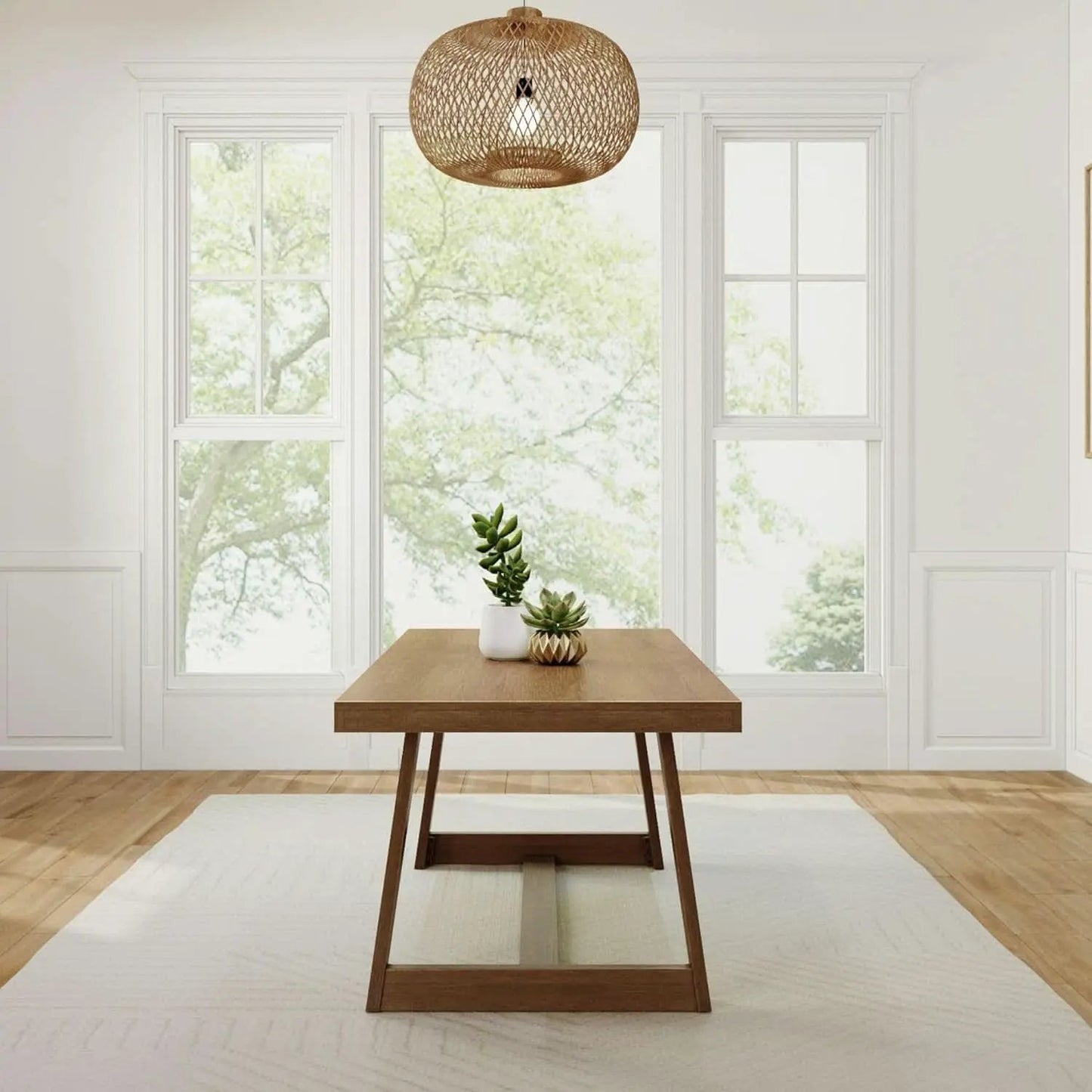 72 Inch Farmhouse Dining Table Solid Wood Rustic Kitchen Table Pecan Wirebrush from PriceLows™