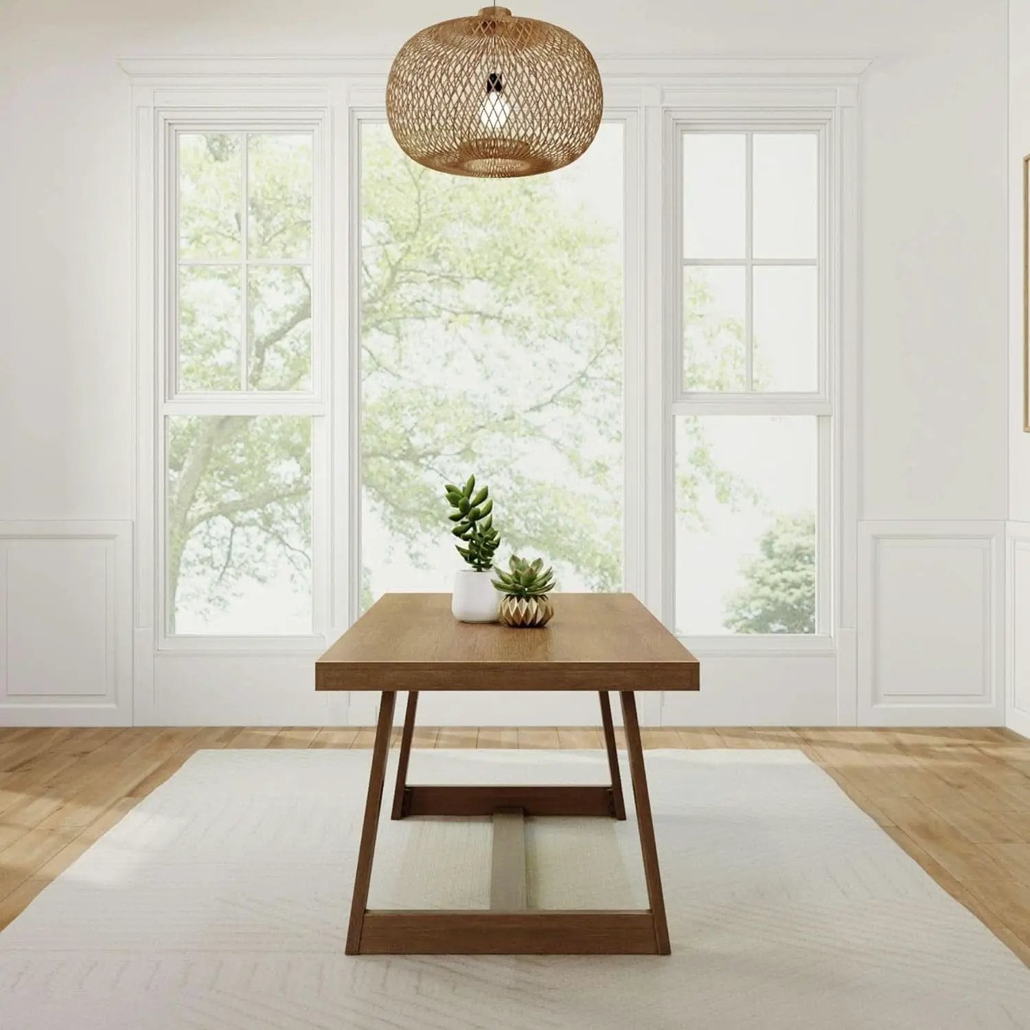 72 Inch Farmhouse Dining Table Solid Wood Rustic Kitchen Table Pecan Wirebrush from PriceLows™