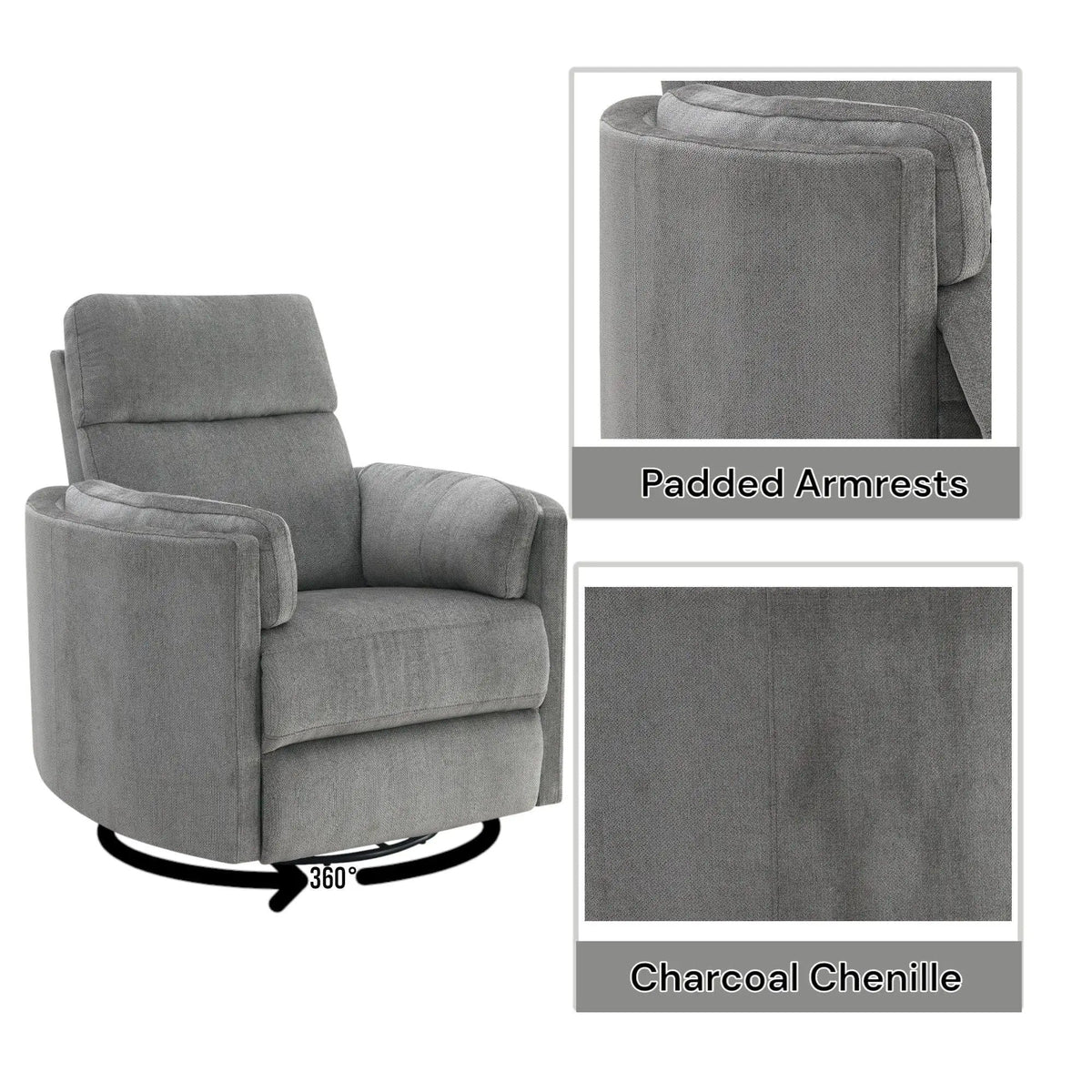 Sagen Glider Recliner With Swivel Swivel Glider Chair | 3 Pieces | Wood | Living Room