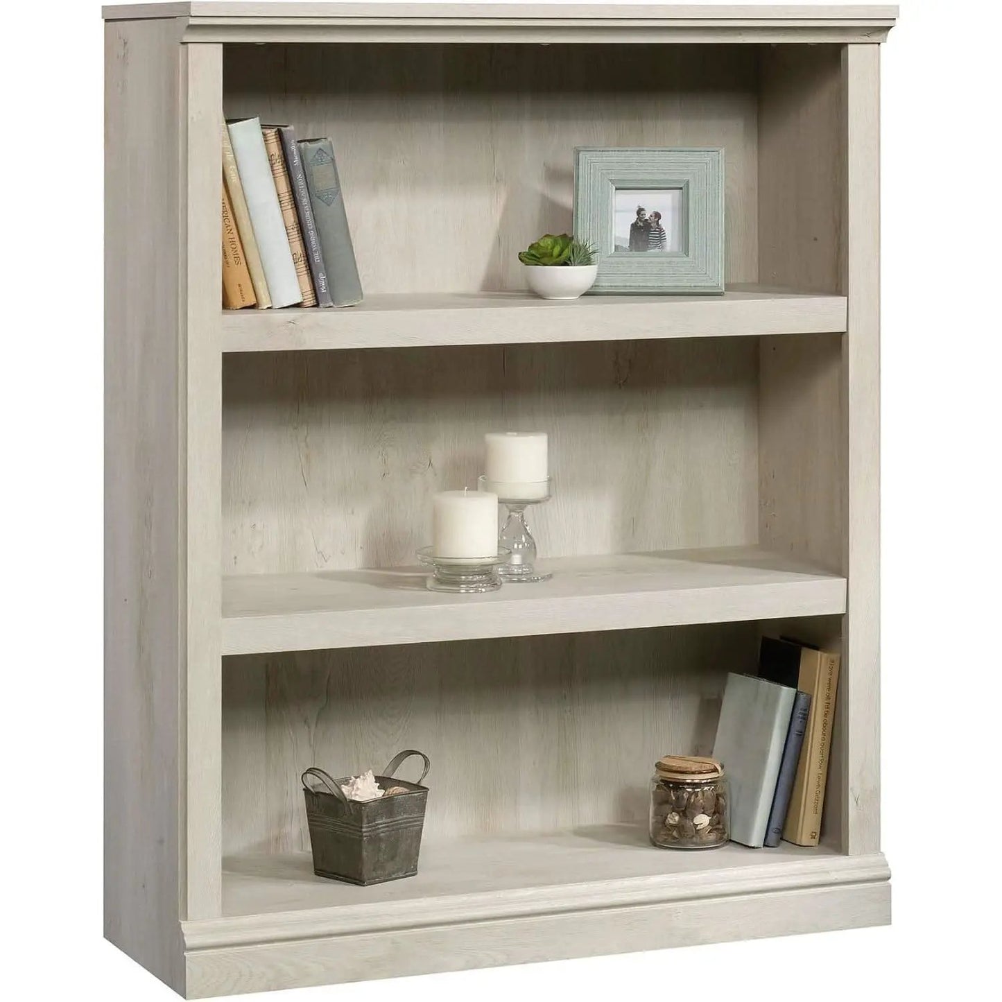 Three Shelf Bookcase Chalked Chestnut Finish With Adjustable Shelves from PriceLows™