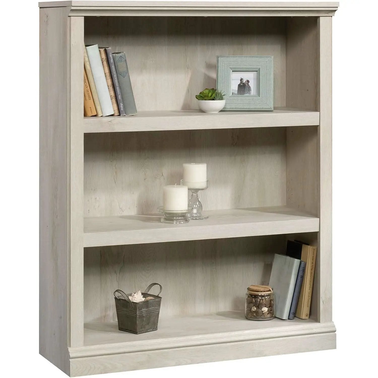 Three Shelf Bookcase Chalked Chestnut Finish With Adjustable Shelves from PriceLows™