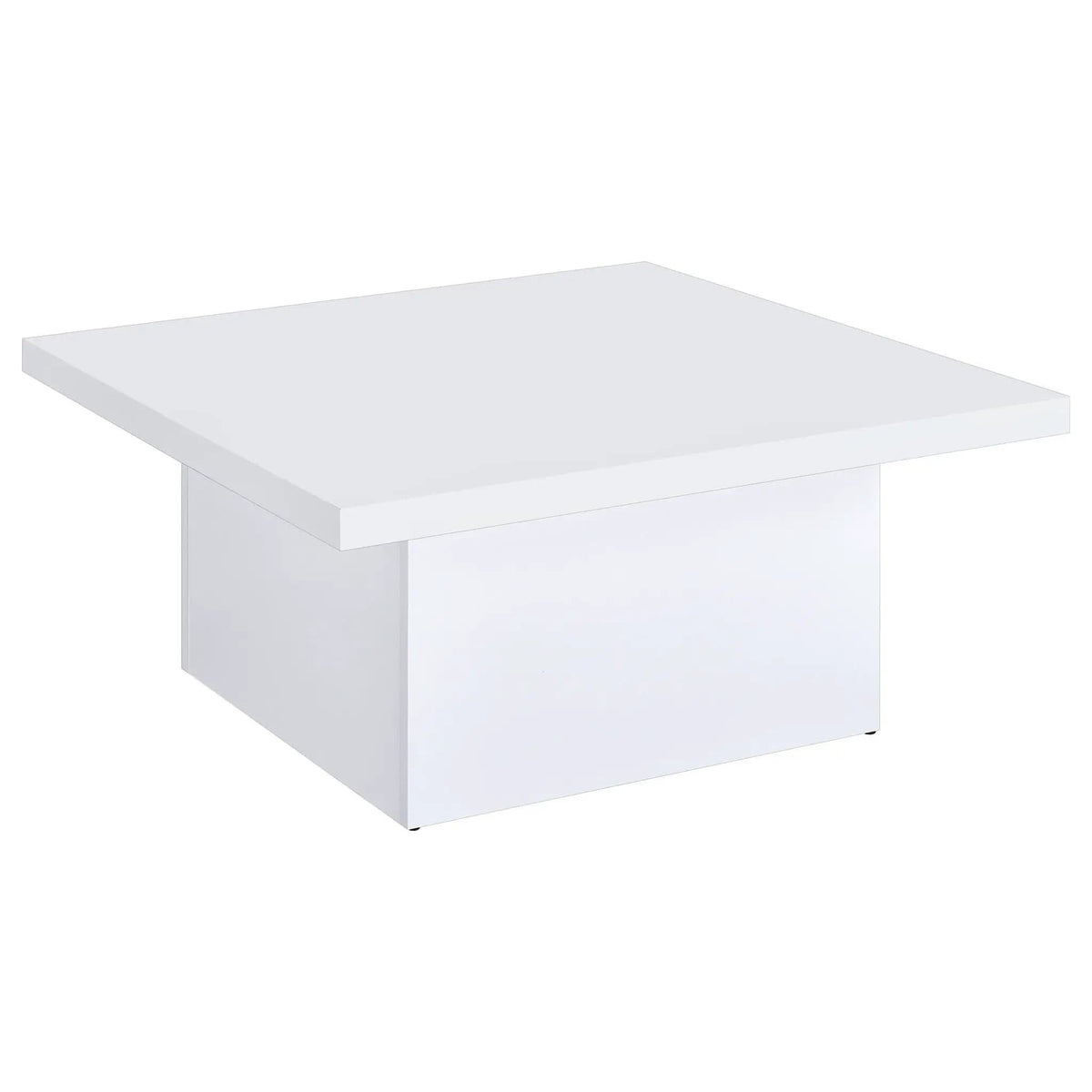 Devar Square Engineered Wood Coffee Table White High Gloss | 35.5 x 35.5 x 16.25 in | Engineered Wood | Living Room