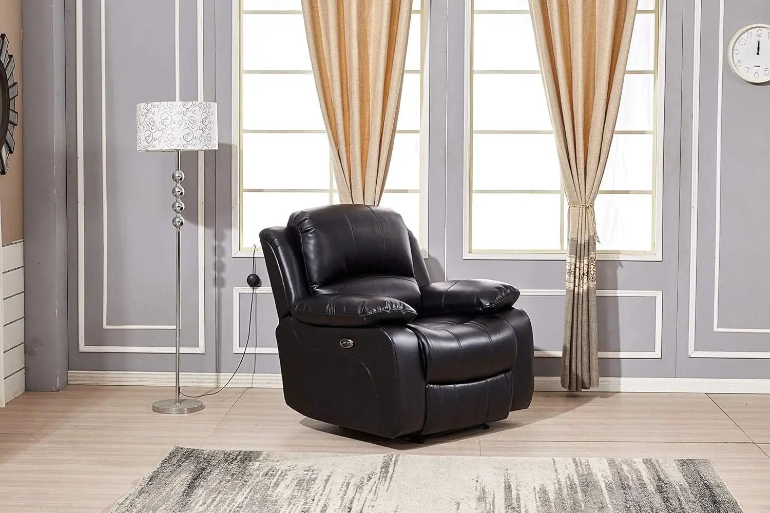 Power Reclining Bonded Leather Living Room Set Black from PriceLows™