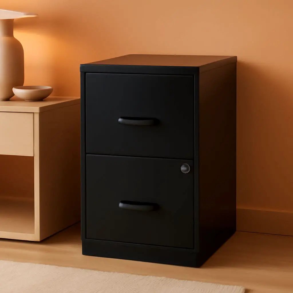 Metal 2 Drawer Letter File Cabinet Black Office Storage from PriceLows™