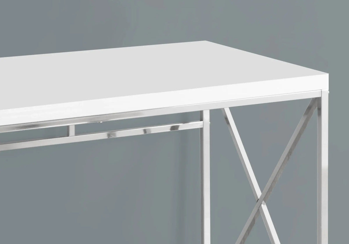 Glossy Computer Desk | 47.25 Inch Width | X-Design Metal Base | Easy-Clean Glossy Surface
