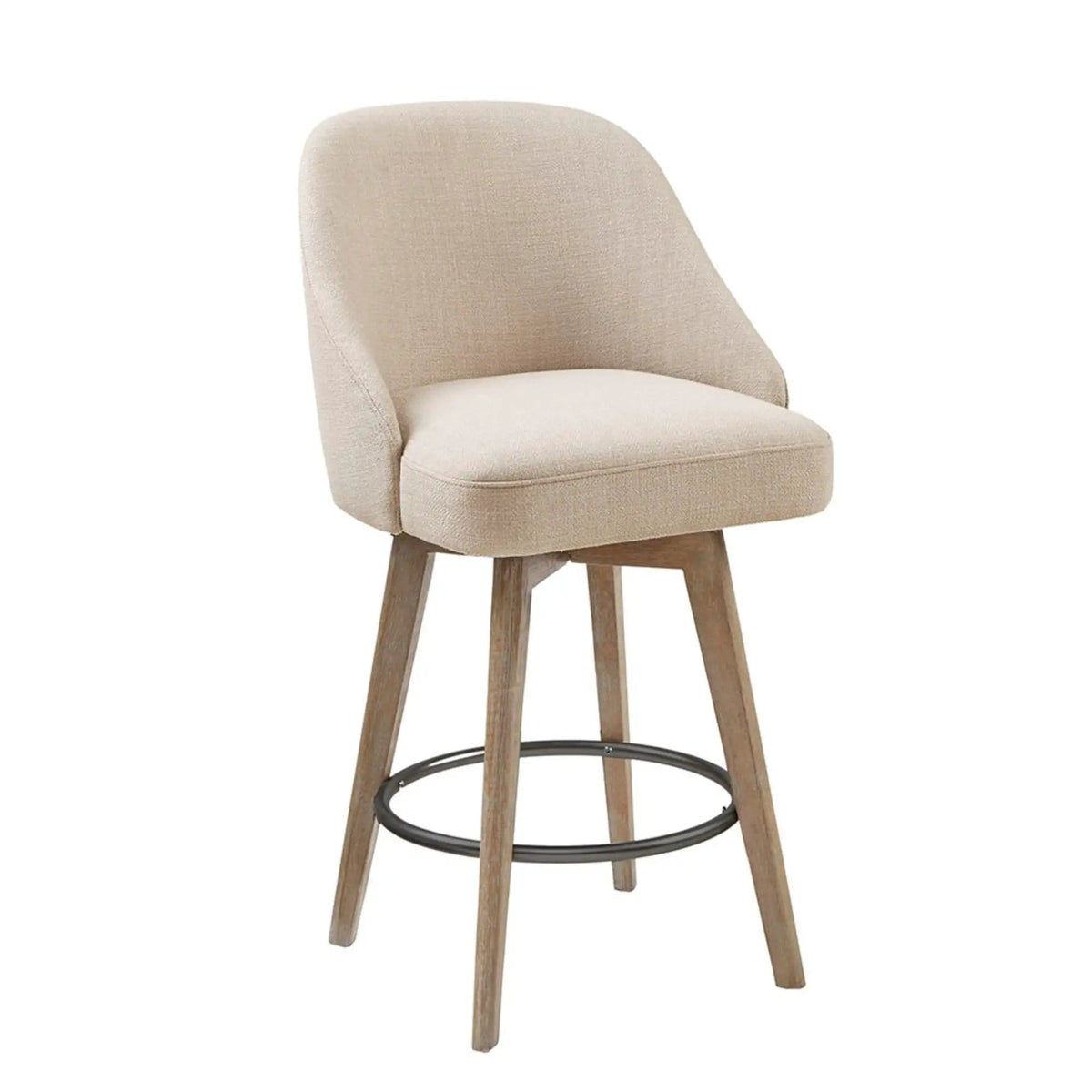 Counter Stool With Swivel Seat Counter Height (24"-27") | 2 Pieces | Solid Wood & Fabric | Home