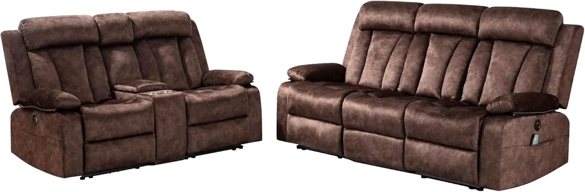 Power Reclining Sofa Set 3 Seat With Massage USB Ports from PriceLows™