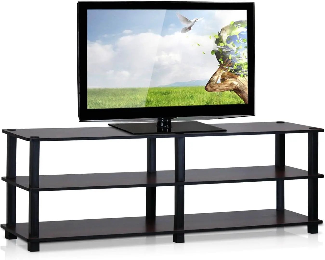 Turn-S-Tube No Tools 3-Tier TV Stand Dark Cherry And Black from PriceLows™