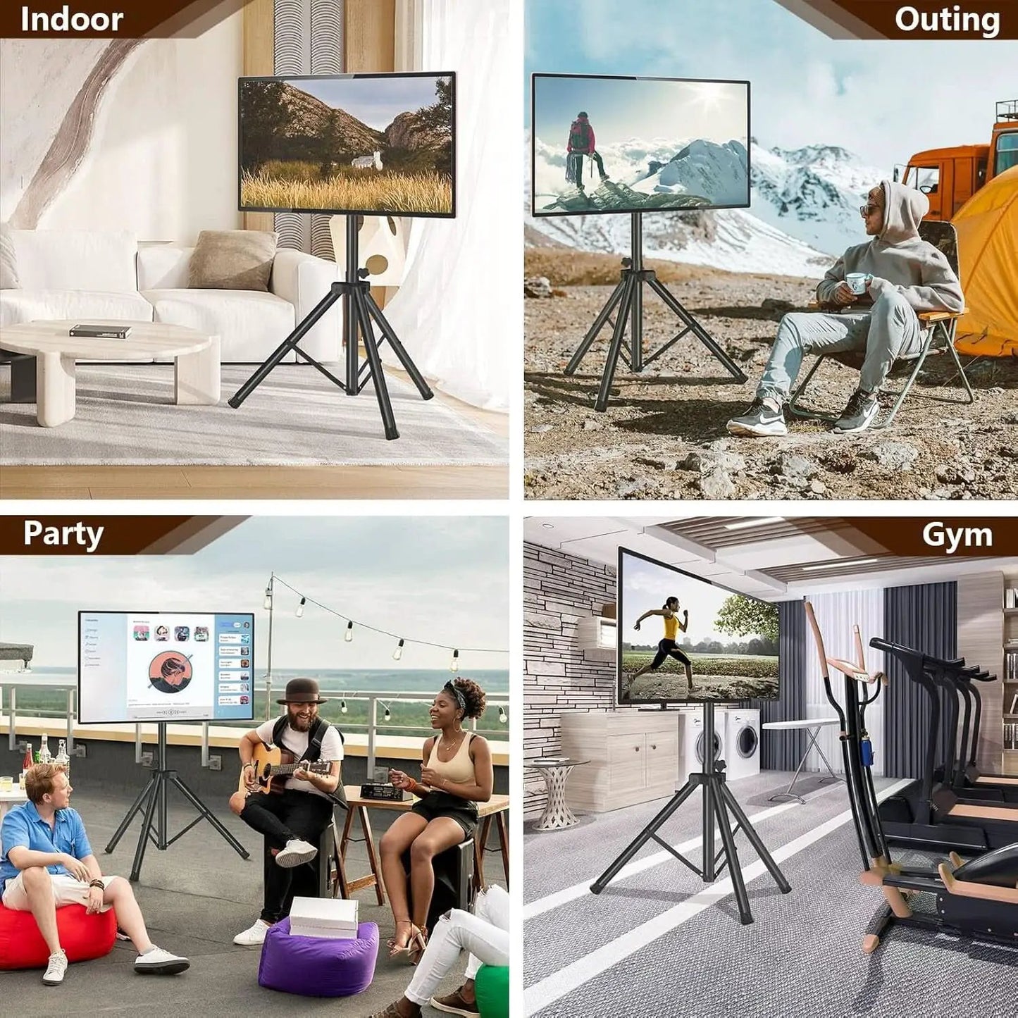Tripod TV Stand For 23-75 Inch TVs Tilt 15 Degrees from PriceLows™