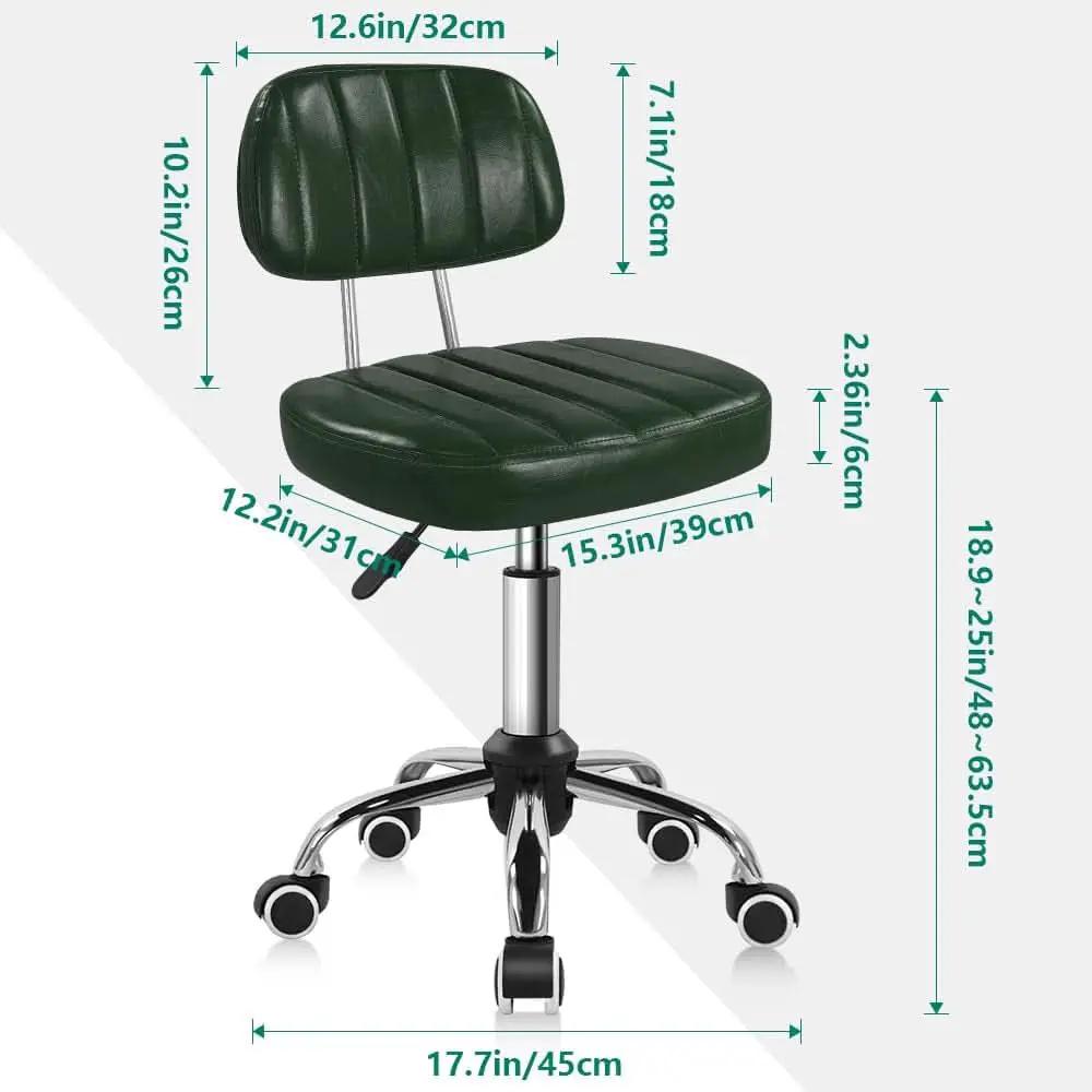 Green Height Adjustable Swivel Stool With Wheels Backrest from PriceLows™