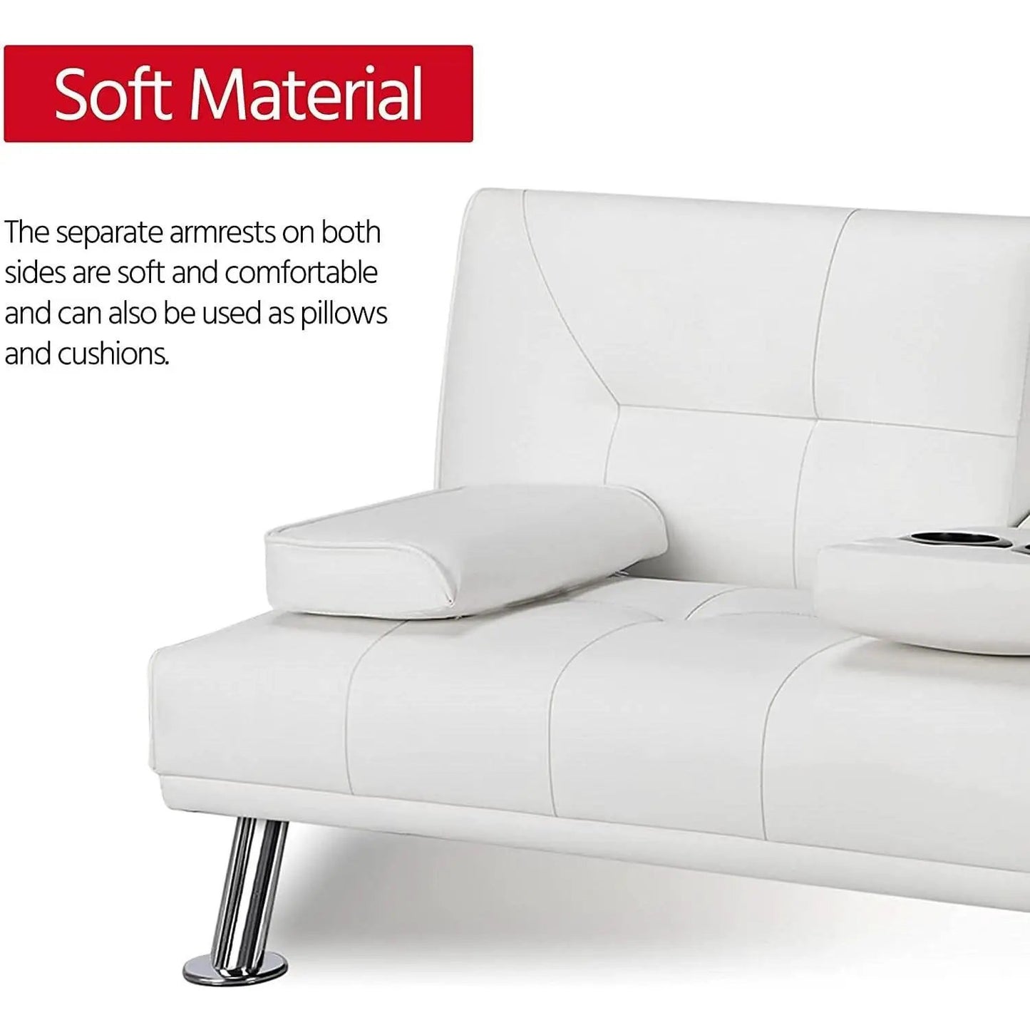 Convertible Sofa Bed With Cup Holders And Adjustable Back from PriceLows™