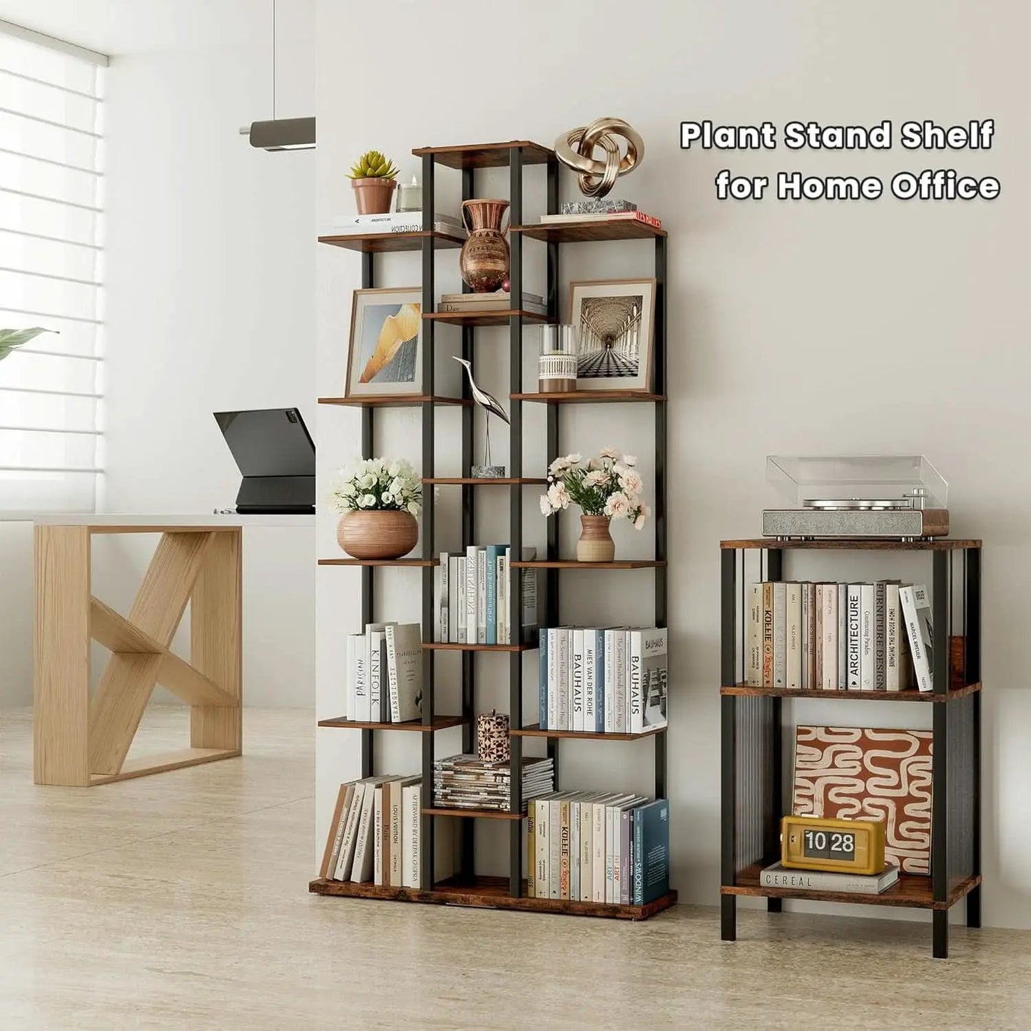 Rustic Brown 6 Tier Bookshelf For Small Living Room from PriceLows™