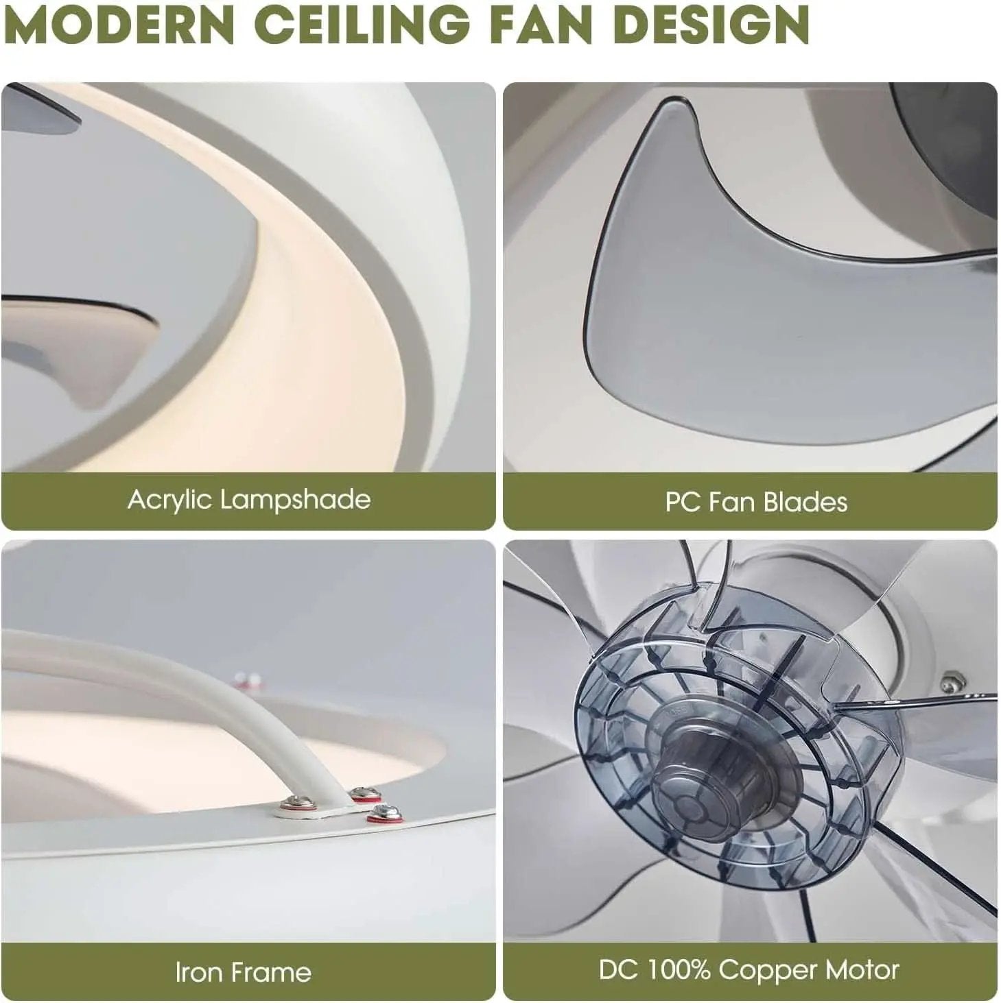 20 Inch Flush Mount Ceiling Fan With Smart Control from PriceLows™