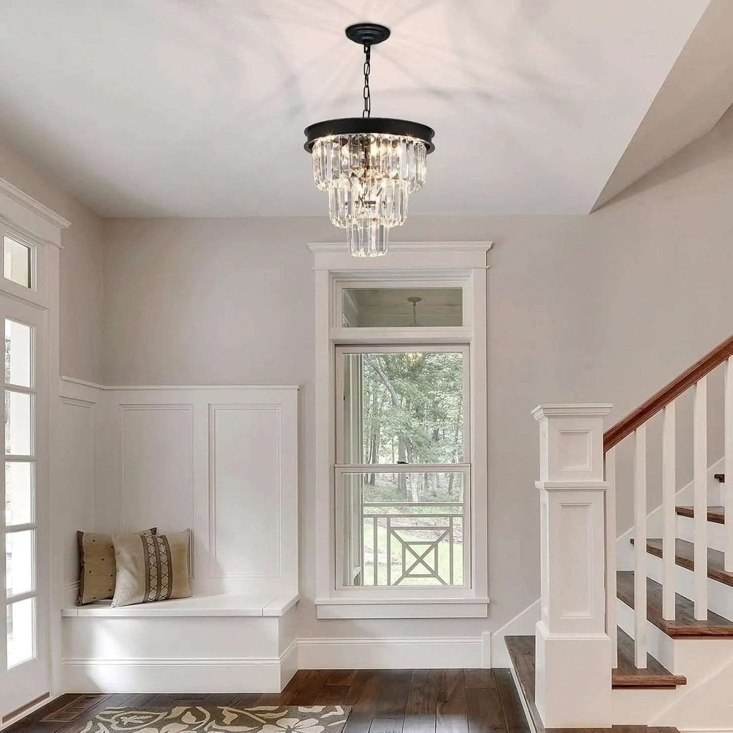 Black Four Light Crystal Chandelier Dining Pendant from PriceLows™