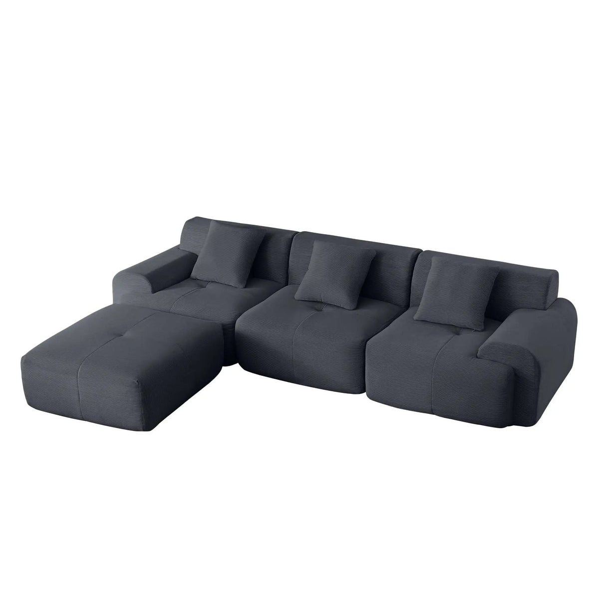 L Shaped Modular Sectional Sofa And Movable Ottoman 2 Piece Living Room Set | 113 x 73.6 x 26.8 in | Fabric | Living Room