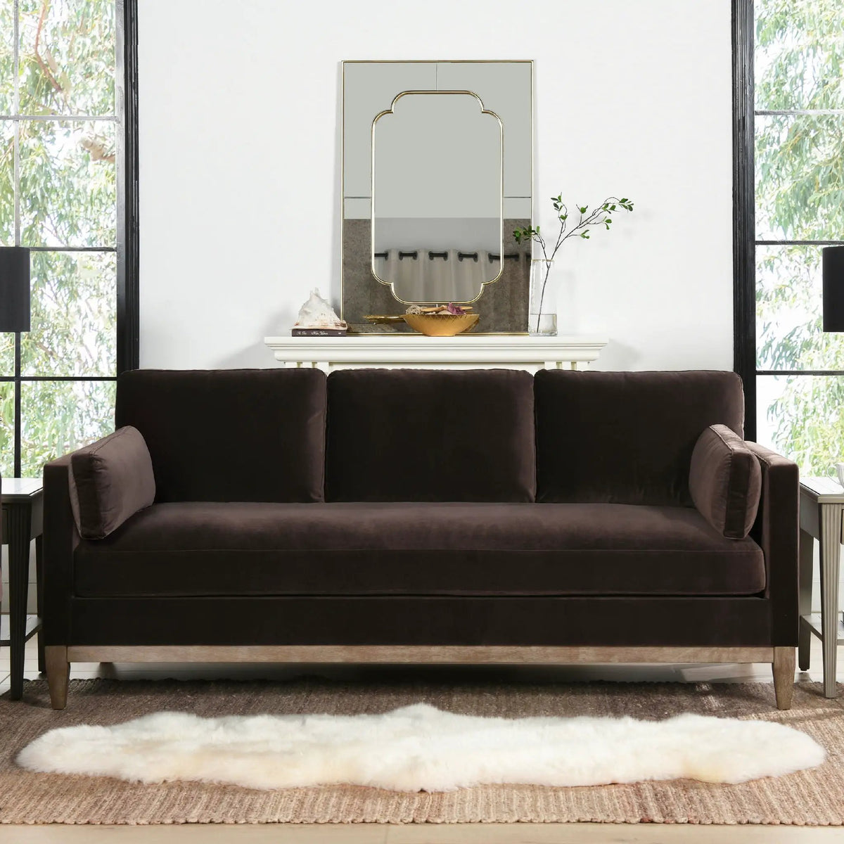 Knox Modern Farmhouse Sofa | Feather-Down Wrapped Cushions | Reversible Cushions | 84 Inch Length