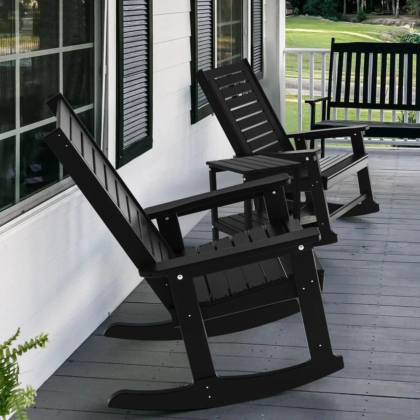 Oversized Outdoor Rocking Chairs Set of Two Black from PriceLows™