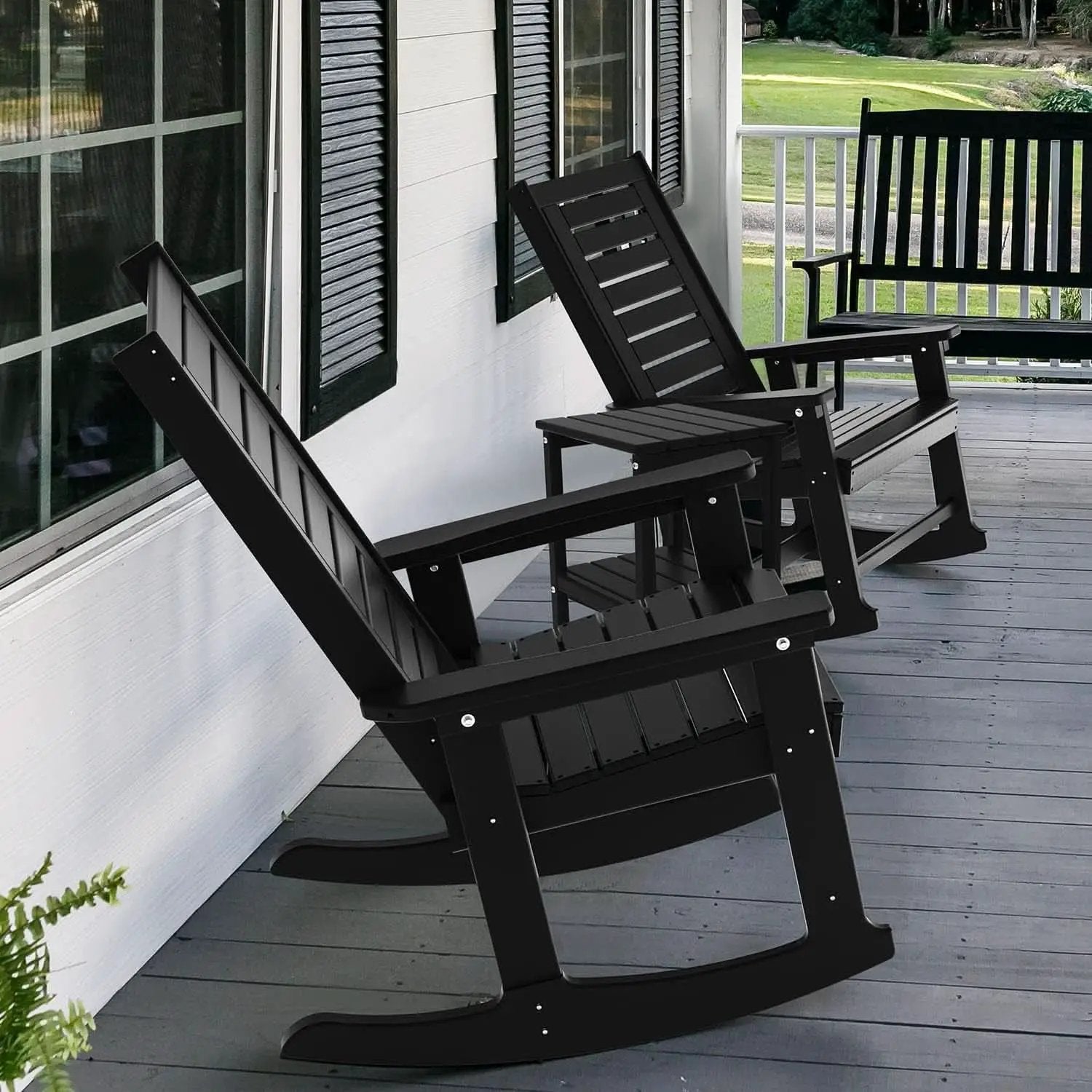 Oversized Outdoor Rocking Chairs Set of Two Black from PriceLows™