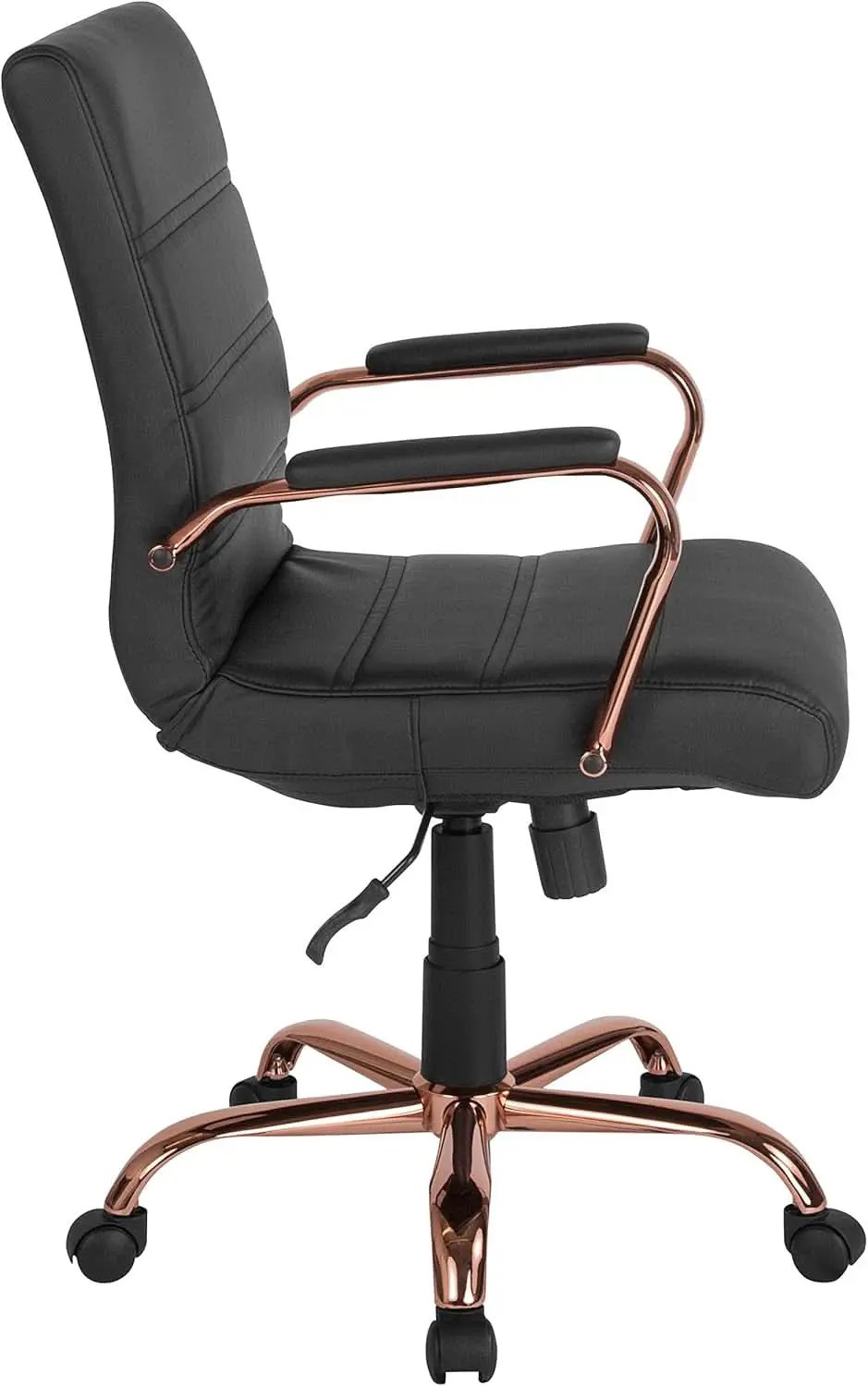 Whitney Mid Back LeatherSoft Desk Chair With Adjustable Height Black Rose Gold from PriceLows™
