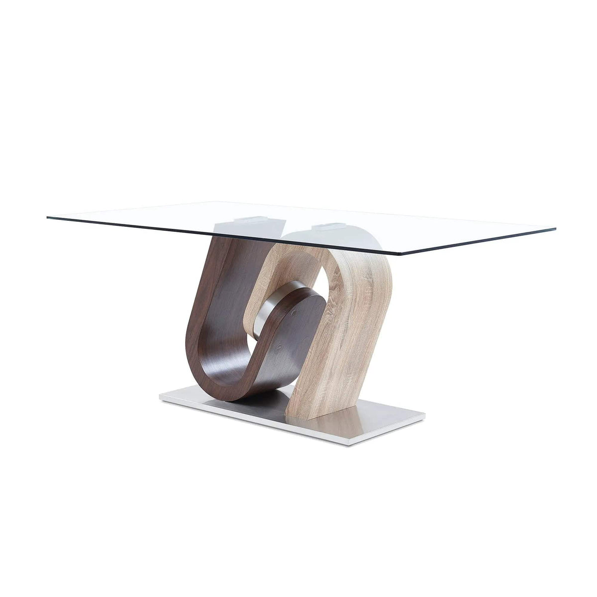 Tony Dining Table | 70.87 x 39.37 x 29.92 in | Walnut & Stainless Steel | Brown / Beige