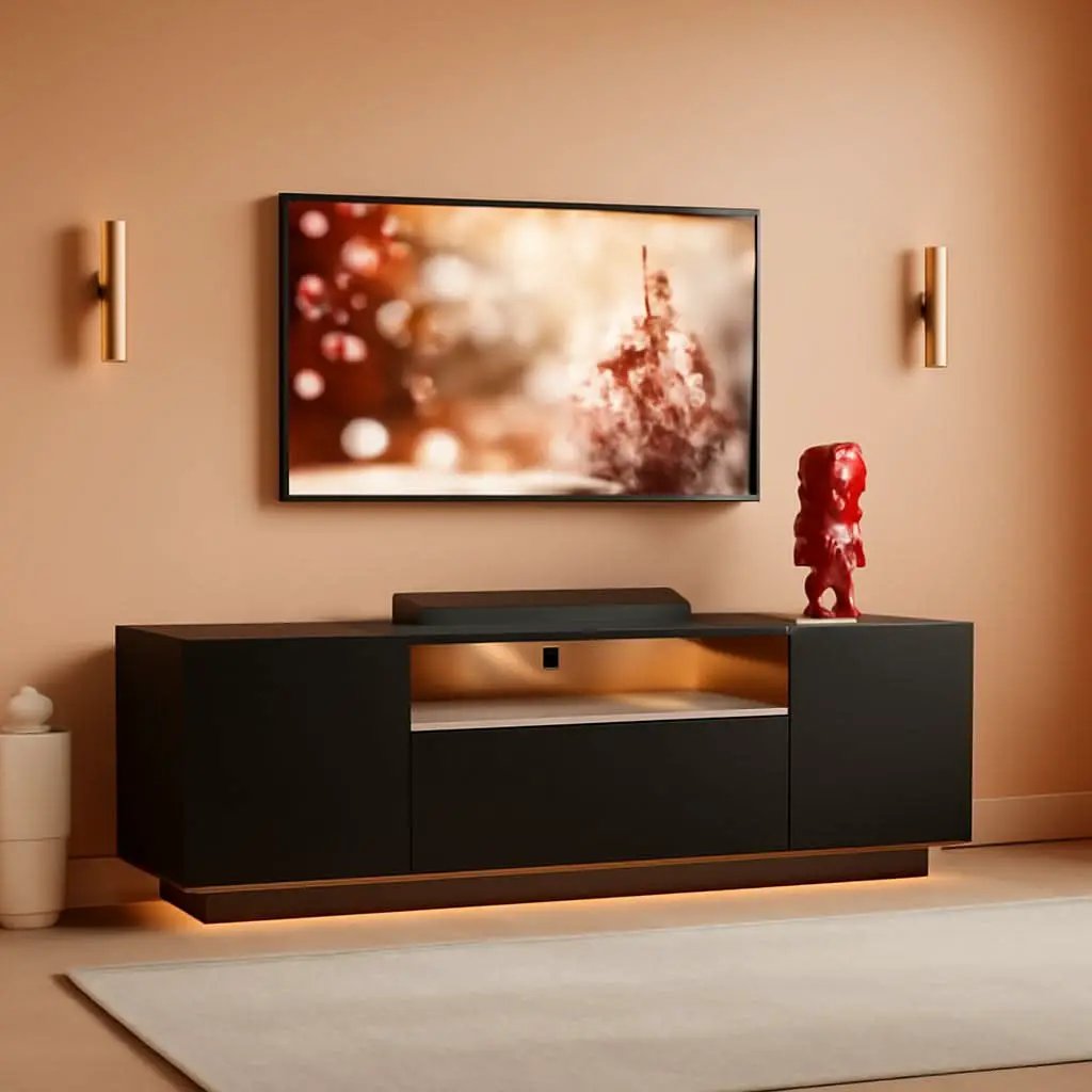 Black 58-Inch TV Console For Living Room Entertainment from PriceLows™